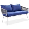 K&K 4-Piece Boho Rope Patio Furniture Set, Outdoor Furniture with Acacia Wood Table