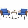 3 Pieces Patio Bistro Furniture Set with Armrest and Soft Cushions