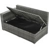 Outdoor 6-Piece All Weather PE Rattan Sofa Set, Garden Patio Wicker Sectional Furniture Set with Adjustable Seat, Storage Box
