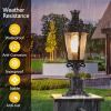 Vintage Crown Outdoor Post Lantern, Waterproof Decorative Table Lamp with Clear Glass Shade and Antique Metal Base for Garden, Patio, Porch