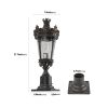 Vintage Crown Outdoor Post Lantern, Waterproof Decorative Table Lamp with Clear Glass Shade and Antique Metal Base for Garden, Patio, Porch