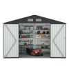 8 x 10 Ft Outdoor Storage Shed, Metal Yard Shed for Tools, Garbage Can Clearance, Prefab House w/ Lockable Doors, Garden, Patio, Outside Utility