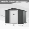 8' x 8' Outdoor Storage Shed, Metal Garden Shed with Double Sliding Doors, 4 Air Vents, Tool Storage House Shed for Yard, Patio, Lawn, Grey