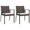 Patio Chairs with Cushions 2 pcs Brown 22.2"x22.4"x32.7" Poly Rattan