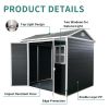 8x6ft Outdoor Resin Garden Shed with Floor and 2 Windows, Plastic Patio Outdoor Storage Shed with Lockable Door for Garden Tools, Bicycles, Trash Cans