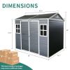 8x6ft Outdoor Resin Garden Shed with Floor and 2 Windows, Plastic Patio Outdoor Storage Shed with Lockable Door for Garden Tools, Bicycles, Trash Cans