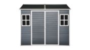 8x6ft Outdoor Resin Garden Shed with Floor and 2 Windows, Plastic Patio Outdoor Storage Shed with Lockable Door for Garden Tools, Bicycles, Trash Cans