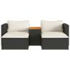 5 Piece Patio Sofa Set with Cushions Black Poly Rattan Acacia