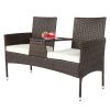 131*61*83cm Disassembled Iron Frame Brown Gradient Rattan Lover Chair