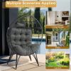 Wicker Egg Chair, Oversized Indoor Outdoor Lounger with Soft Cushions, Teardrop Cuddle Seat for Patio Porch Backyard Living Room Balcony
