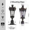 Vintage Crown Outdoor Post Lantern, Waterproof Decorative Table Lamp with Clear Glass Shade and Antique Metal Base for Garden, Patio, Porch