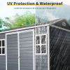 8 x 6ft Resin Outdoor Storage Shed Waterproof Shed with Floor & Two Windows & Lockable Door, Tool Shed for Garden, Patio, Backyard ,Black