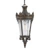 Antique Crown Outdoor Hanging Lantern, Waterproof Vintage Pendant Light with Ornate Metal Design and Clear Glass for Patio, Garden, Porch