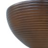 16" Ribbed Brown Concrete Outdoor Side Table with Hourglass Design ‚Äì Weather-Resistant Accent for Patio, Garden, or Balcony