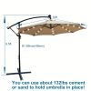 Tan 10 ft Outdoor Patio Umbrella Solar Powered LED Lighted Sun Shade Market Waterproof 8 Ribs Umbrella with Crank and Cross Base for Garden Deck Backy