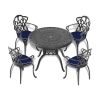 39.37-inch Cast Aluminum Patio Dining Table With Black Frame and Umbrella Hole