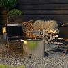 Outsunny 2-in-1 Smokeless Fire Pit, BBQ Grill, 25" Portable Wood Burning Firepit with Cooking Grate, Ash Tray & Poker