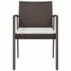 Patio Chairs with Cushions 2 pcs Brown 22.2"x22.4"x32.7" Poly Rattan