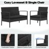 4 Pieces Patio Rattan Furniture Set with Cushion