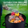 Vertical Steel Charcoal Smoker, Heavy Duty Three Layer Round BBQ Grill Smokey Mountain Cooker for Outdoor Cooking, Black