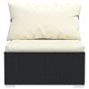 Wicker Patio Furniture 3 Piece with Cushions Black Poly Rattan