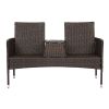 131*61*83cm Disassembled Iron Frame Brown Gradient Rattan Lover Chair