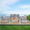 4 Piece Outdoor Patio Lounge Conversation Set